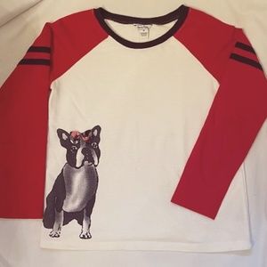 Hartstrings French Bulldog Long Sleeve Shirt Girls Size 10